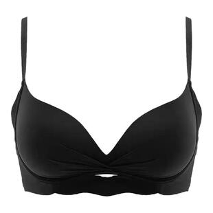 无痕内衣女小胸聚拢显大胸罩防下垂收副乳黑色文胸夏季薄款细肩带