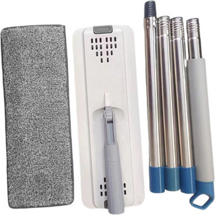 刮刮乐拖把杆配件懒人免手洗加粗25替换粘扣式平板拖布头不锈钢杆