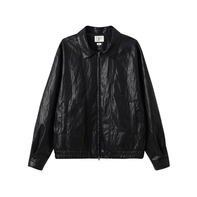 LR MADE 26SS 复古质感皮面 前片双弧破缝 短款PU皮衣夹克外套