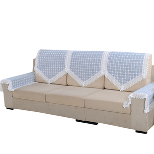 棉麻沙发靠背巾沙发巾扶手巾防尘盖布多用方巾四季通用简约格子