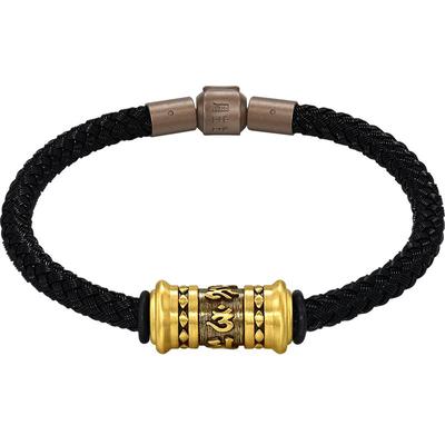 周生生NOIR酷黑系列黄金足金六字真言手链手绳送男友94394B