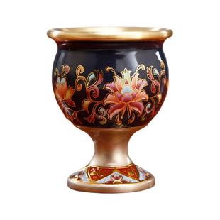 圆通佛具供杯酒杯佛堂家用敬神供杯供奉水杯茶杯高脚杯仿古珐琅彩