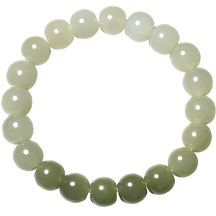 潮宏基倾玉和田玉手链玉石青玉手串圆珠玉串转运串珠生日礼物