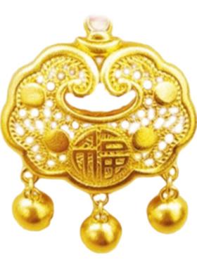 福满传家平安锁项链铃铛锁包