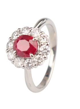 中古95新日本进口商品缅甸椭圆型切工红宝石钻石铂金90049号戒指