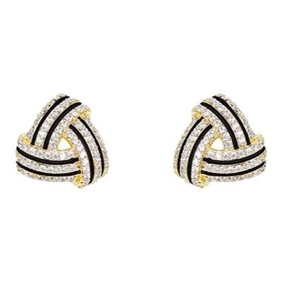 三角铜日韩镶嵌女耳钉