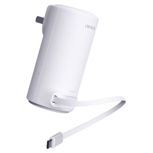 【3c认证可上飞机】iWALK爱沃可三合一迷你充电宝5000mAh小巧自带线带插头伸缩线快充便携移动电源适用苹果17