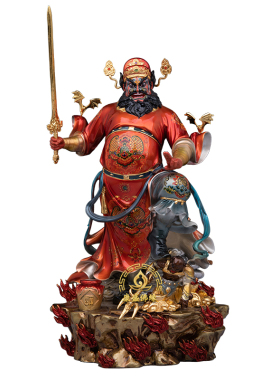 黄铜珐琅彩钟馗神像客厅摆件