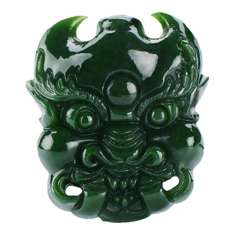 景禾菠菜绿碧玉兽牌皮带扣和田