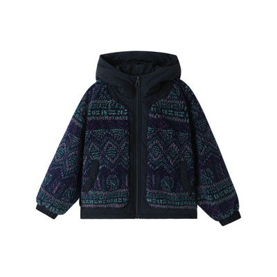 布丁哈鲁童装冬装男童上衣2025秋冬新款儿童民族风连帽加厚外套