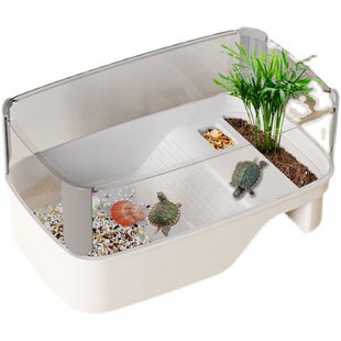 乌龟缸带晒台家用免换水防逃逸造景别墅鳄龟巴西龟养龟专用生态缸