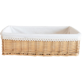 梵鱼编织篮子竹篮收纳筐长方形收纳篮藤编竹筐竹编桌面置物篮大号