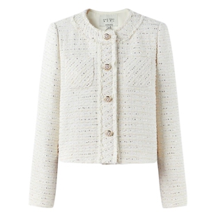 秋水伊人H型圆领小香风版型短外套2025年秋季新款女休闲简约上衣