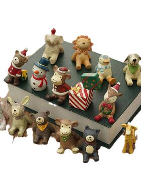 zakka杂货树脂工艺品圣诞小动物摆件 办公室桌面装饰摆件仰望星空