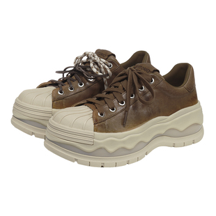 杨超越宋亚轩同款VITTORIOVENTURA薇薇燃 牛皮厚底贝壳板鞋