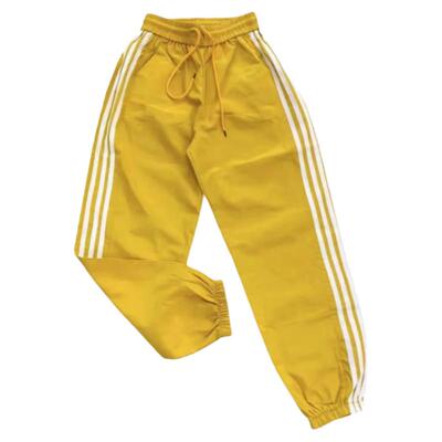 韩版高腰牛奶丝束脚九分运动裤