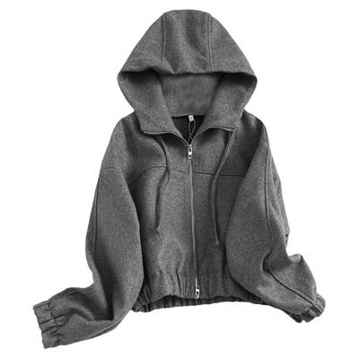 连帽长袖短外套半身裙女可配套装