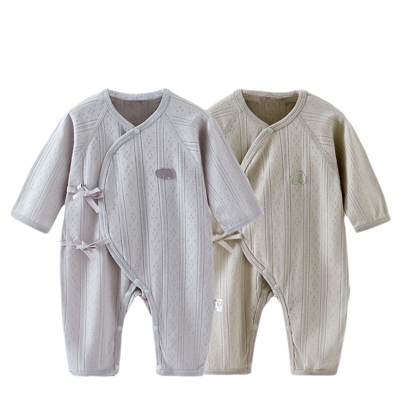 贝乐咿新生婴儿衣服纯棉连体衣夏季薄款初生儿宝宝长袖空调服睡衣