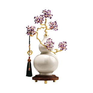 新中式紫气东来葫芦摆件发财树客厅酒柜乔迁新居轻奢高档招财装饰