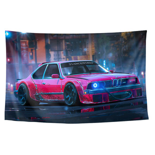 BMW宝马M M3 M5 I8老汽车跑车改装周边车库装饰画背景布海报挂布