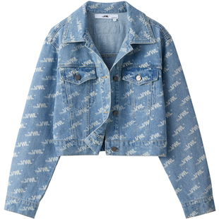 【白鹿|陈妍希同款】VWL满印logo牛仔外套春秋美式短款上衣