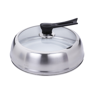 炒锅锅盖加高盖子不锈钢家用高拱盖32CM30蒸锅铁锅钢化玻璃盖通用