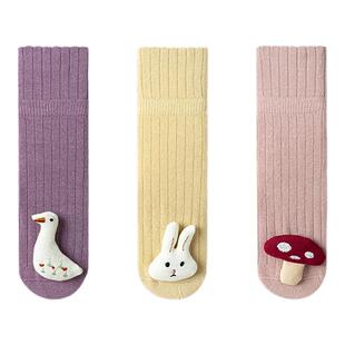 巴拉巴拉婴儿长筒袜女宝宝男童地板袜2025秋季新款防滑底三双装潮