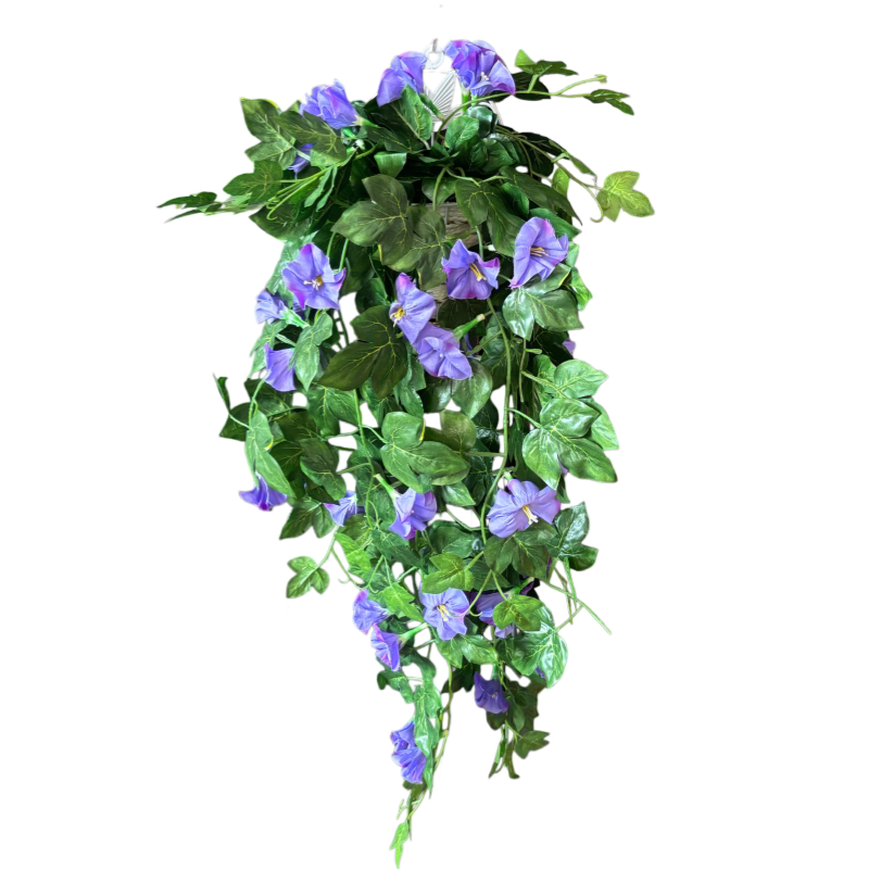 仿真喇叭花假花藤条壁挂装饰