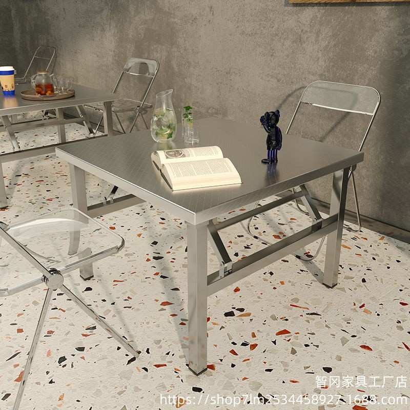 不锈钢折叠桌子餐桌户外吃饭简易桌子写字桌摆摊家用小户型学习桌