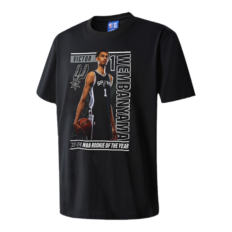 NBA官方正品马刺队维克托文班亚马球队文化系列中性运动宽松版T恤