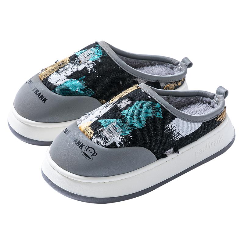 大嘴猴棉拖鞋女款保暖冬季月子鞋居家半包跟男士拖鞋毛绒厚底棉鞋