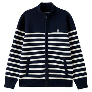 【30%绵羊毛】elandkids衣恋童装男童针织开衫25年冬新品条纹毛衣