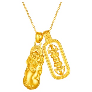 金至尊招财黄金貔貅吊坠男 金刚杵黄金吊坠999足金降魔杵挂坠新款