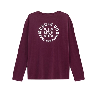 肌肉狗 长袖T恤26年新品男秋冬圆领撞色印花速干运动训练服健身衣