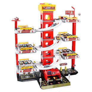 儿童消防停车场轨道车大楼玩具男孩3-4岁6小汽车套装益智宝宝礼物
