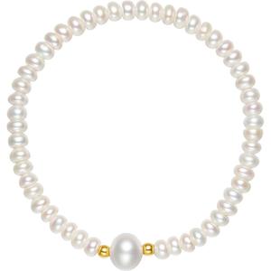 周六福18K金淡水珍珠手链女款优雅精致手串弹力绳手饰节日礼物