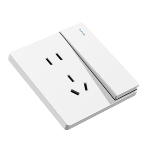 国际电工白色家用86型大板墙壁暗装一开五孔单双控带开关插座面板