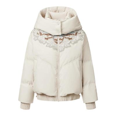 VGRASS蕾丝刺绣云肩90鹅绒羽绒服