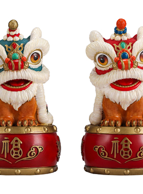 黄铜醒狮舞狮新年中式装饰品