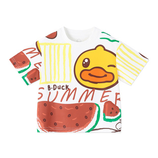 bduck小黄鸭儿童短袖T恤男女童夏季新款西瓜草莓宝宝冰感透气半袖