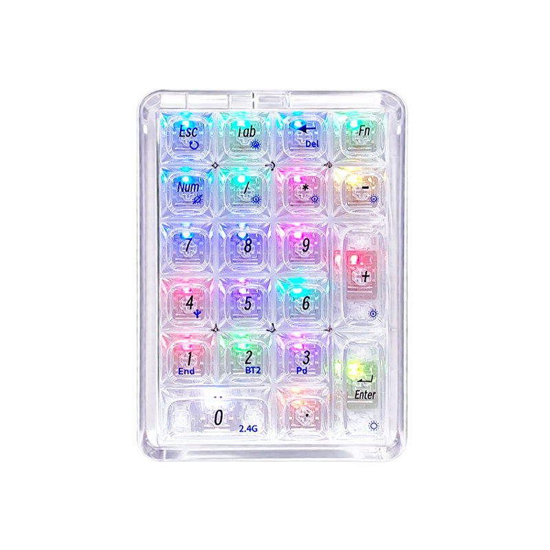 ColorReco F21透明三模机械数字小键盘有线外接蓝牙无线财务办公