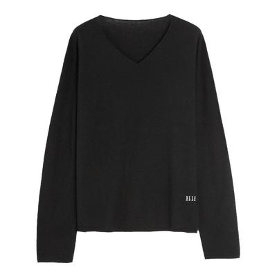 ELLE绵羊毛V领长袖毛针织衫