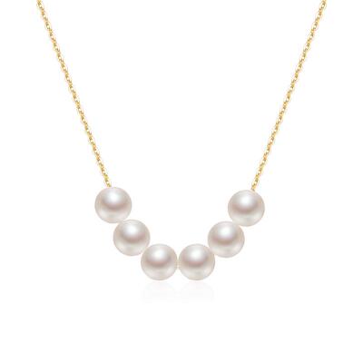 京润18K金圆形baby珠微笑锁骨链