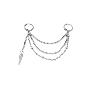 金泰享同款耳链耳环男 钛钢耳骨一体式耳骨夹 个性尖锥多层耳骨链