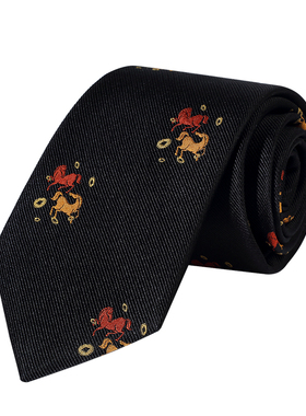 GIEVES CHARLES【福马聚财】刺绣手工真丝领带男高端马年限定礼盒