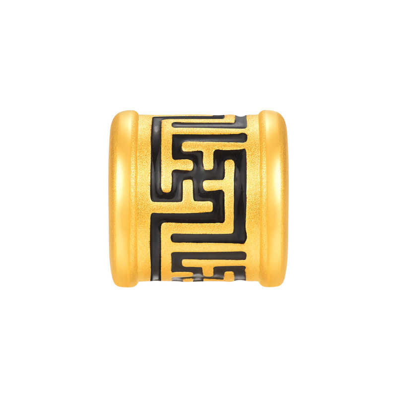 明牌珠宝万福金珠硬金转运珠 黄金万字纹足金路路通串珠AFP1628