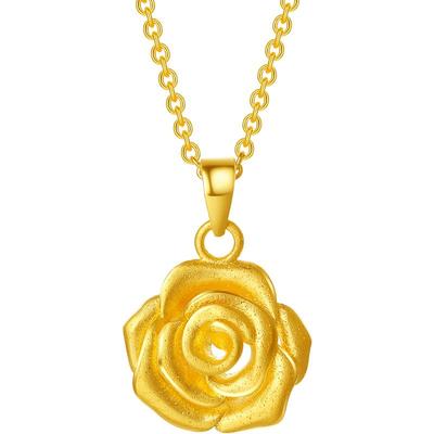 周六福黄金吊坠玫瑰花足金