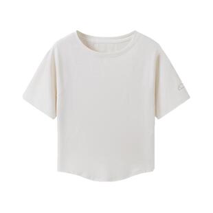 ellesse小贝壳吸湿速干凉感运动短袖T恤修身短款简约网球训练服女