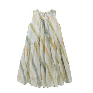 布丁哈鲁童装夏装女童洋气长裙子2026夏季新款儿童百搭无袖连衣裙