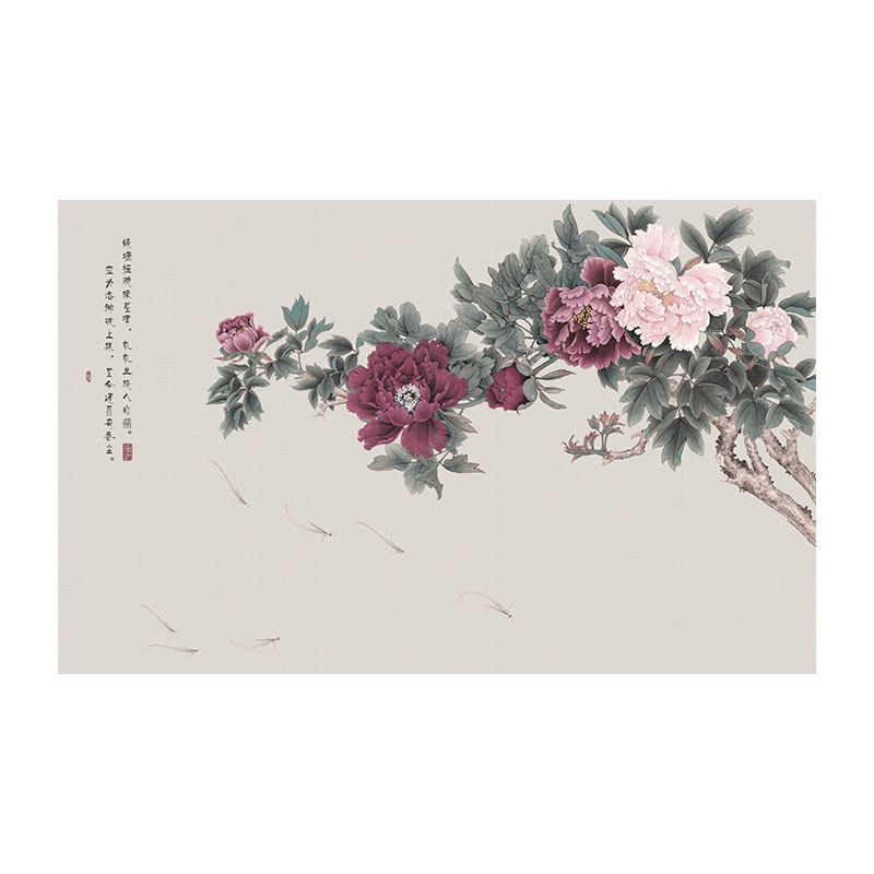3d立体牡丹花鸟壁布全国可上门贴